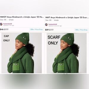 Custom Bundle Anya Hindmarch x Uniglo Cap & Scarf Green